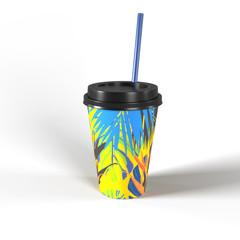 Paper cup isolated with shadow on white background, 3D rendering