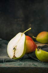 Pear on rustic background