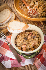 Bigos - stewed cabbage with meat,dried mushrooms and smoked sausage.