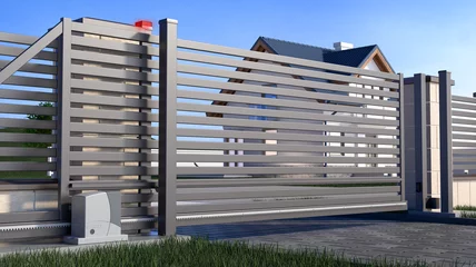 Foto op Canvas Automatic Sliding Gate and house © Studio Harmony