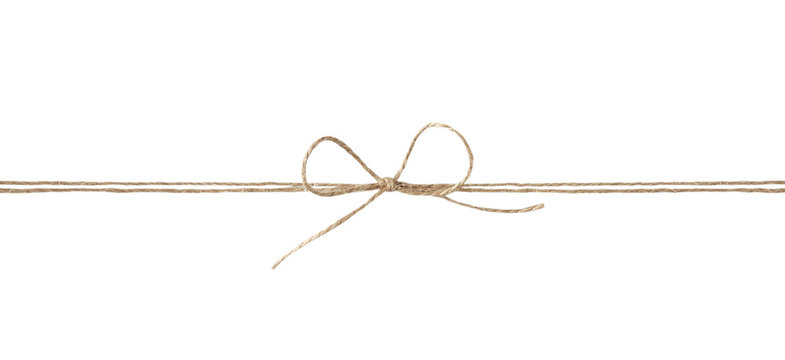 Twine ribbon with bow isolated.Packing string.