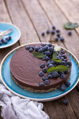 Chocolate cheesecake with blueberries
