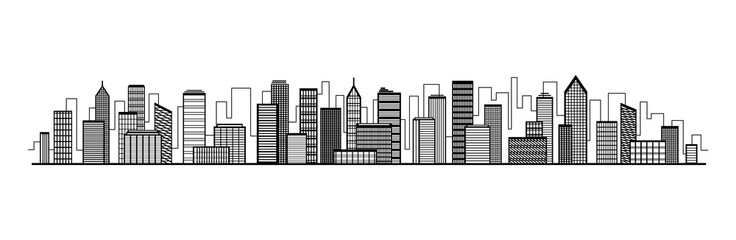Obraz premium Vector city silhouette icon with windows. Vector Illustration