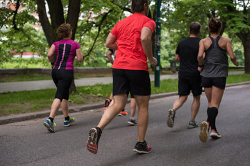 runners team on morning training