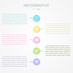 Business infographic 4 steps timeline with sweet pastel color design for presentation or web.