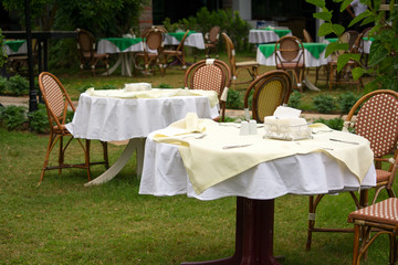 View on outdoor cafe. Summer time