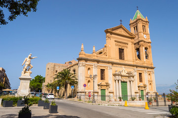 View of the San Nicola di Bari cathedral on the Duomo square in Termini Imerese