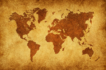 Fototapeta na wymiar World Map Paper Vintage