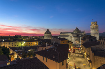 Colored sunset on Piazza dei Miracoli, Pisa