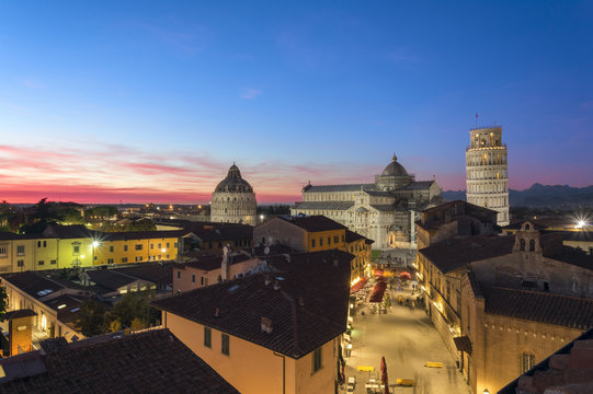 Colored sunset on Piazza dei Miracoli, Pisa