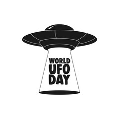 UFO world day. UFO Flying Saucer Icon isolated on white background.