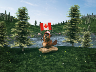 Fun beaver - 3D Illustration © Julien Tromeur