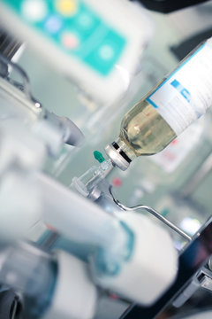 IV drip and perfusion devices in the hospital room