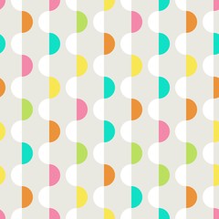 Wavy vector background. Abstract seamless pattern in minimalist style. Geometric colorful design template. Ordered geometric shapes on light grey background. Old style colorful simple backdrop