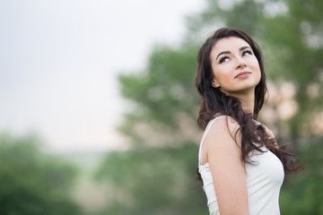 Naklejka premium Young woman in the nature