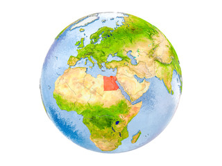 Egypt on globe isolated