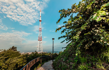 television tower on High castle in Lviv, Ukraine