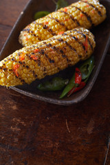 Fresh prepared marinated chili BBQ corn
