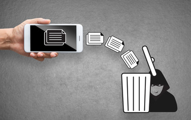 data online information with robber and trash
