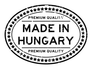 Premium black quality made in Hungary oval rubber seal stamp on white background