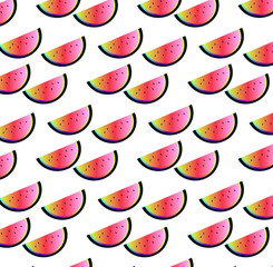 Juicy slices of watermelon - gradient vector on white background
