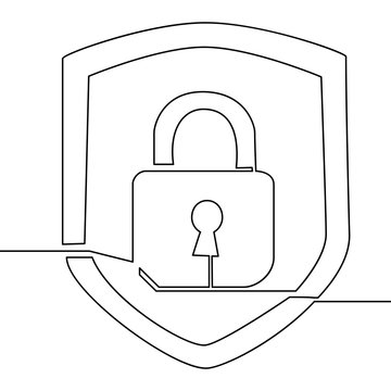 recommend clip art: Continuous one line drawing icon security lock