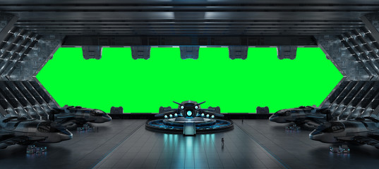 Llanding strip spaceship interior isolated on green background 3D rendering