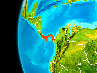 Map of Panama in red