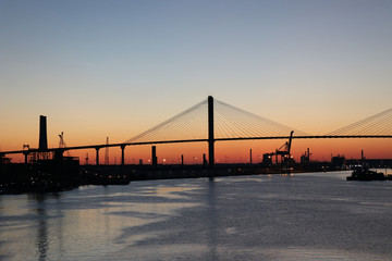 Fototapeta na wymiar Savannah Bridge at Sunset