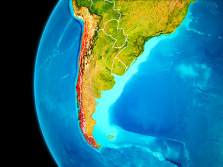 Map of Chile in red