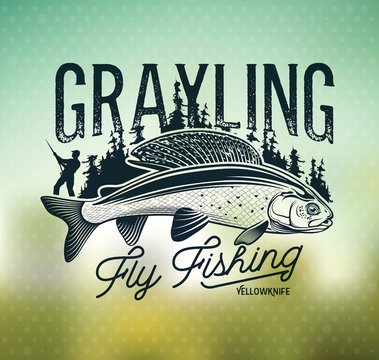Grayling Fly Fishing Logo. The Lady of the River