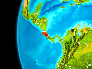 Map of Costa Rica in red