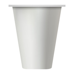 Round yogurt box mockup. Realistic illustration of round yogurt box vector mockup for web design isolated on white background