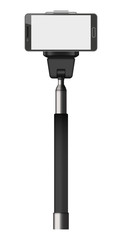 Selfie stick mockup. Realistic illustration of selfie stick vector mockup for web design isolated on white background