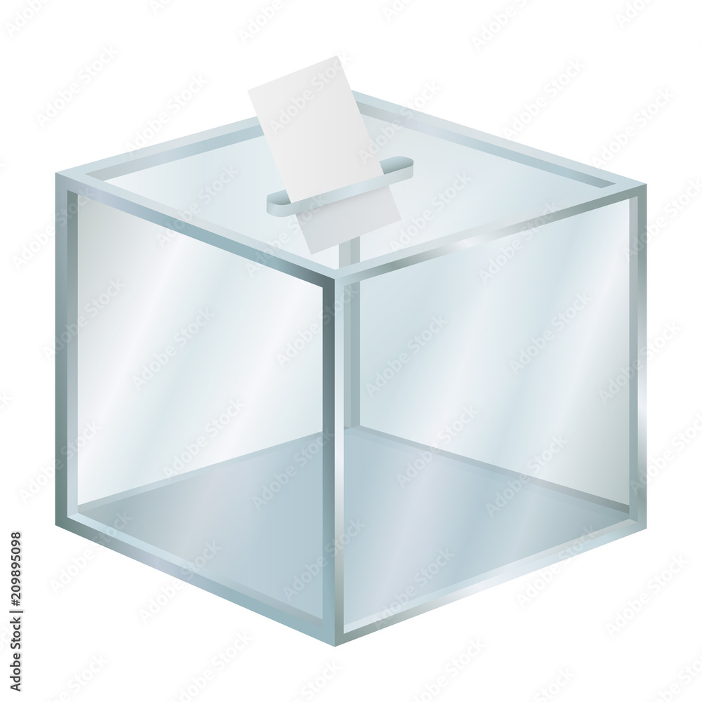 Poster empty election box mockup. realistic illustration of empty election box vector mockup for web design