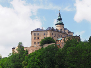 Fototapeta na wymiar View from below of the Frydlant Castle, Czech Republic. 