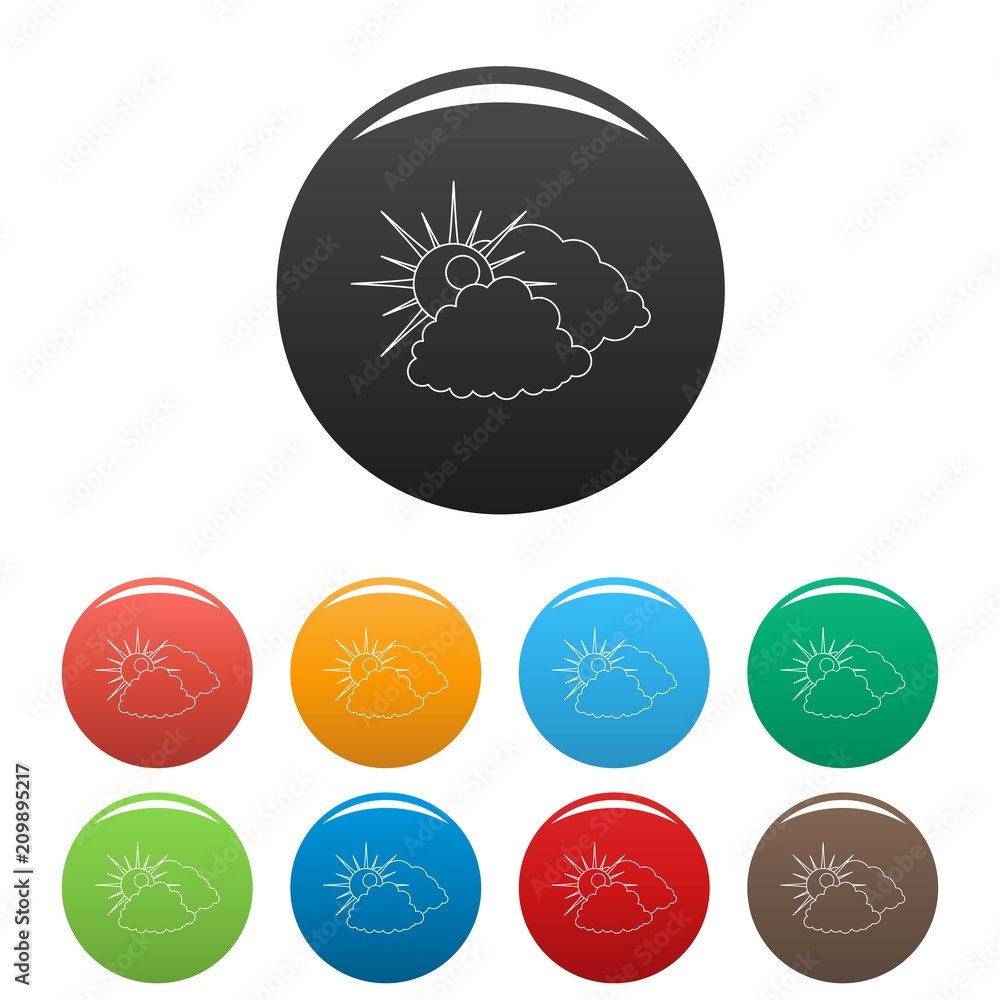 Poster cloudy icon. outline illustration of cloudy vector icons set color isolated on white