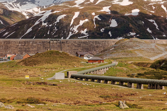 Silvretta alpine road and water dam system