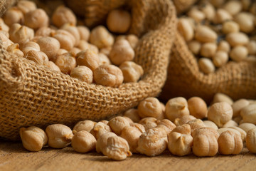 Grains seed legumes in sack for dry food product concept