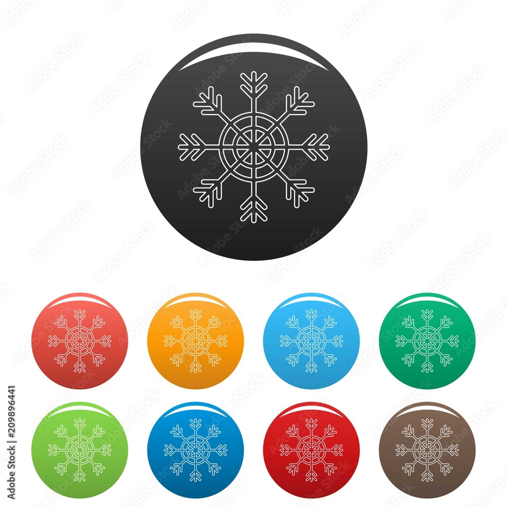 Sticker snowflake icon. outline illustration of snowflake vector icons set color isolated on white