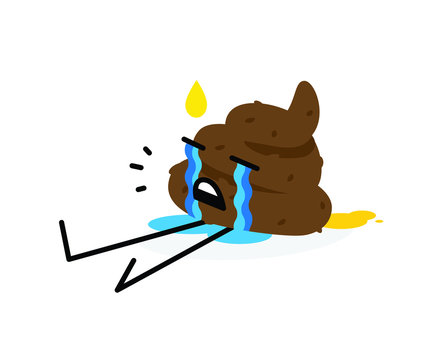 Illustration of a piece of turd. Vector illustration. Image is isolated on white background. Emotion shit. Brand for the company. Symbol, emblem. Mascot. Brown cute character.  