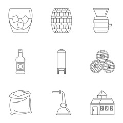 Mill icons set. Outline set of 9 mill vector icons for web isolated on white background