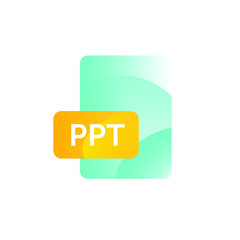 PPT format icon. Vector. Gradient flat style. Bright, fashionable illustration of icons. Image is isolated on white background. A modern icon for the site and presentation.