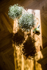 Wedding tiny bouquets in beautiful lights