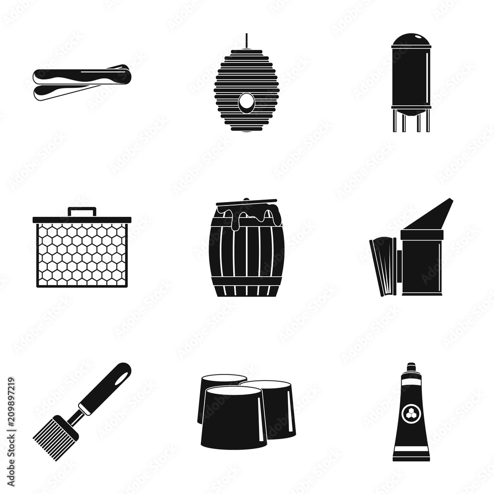 Poster honey product icons set. simple set of 9 honey product vector icons for web isolated on white backgr