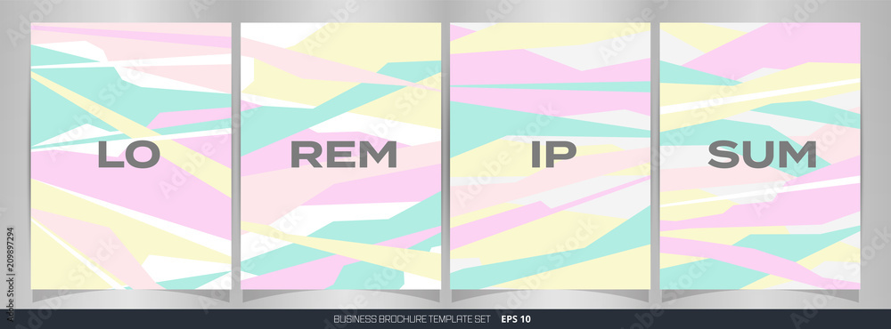 Poster abstract set of colorful free shape pattern brochure background.