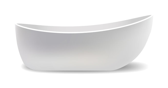 White bathtub mockup. Realistic illustration of white bathtub vector mockup for web design isolated on white background