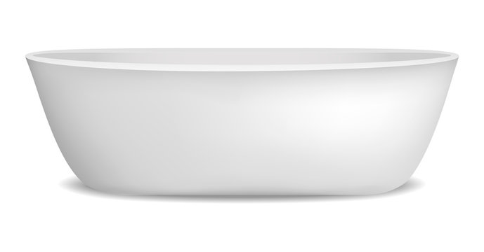 Modern bathtub mockup. Realistic illustration of modern bathtub vector mockup for web design isolated on white background