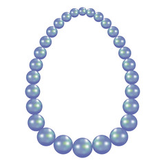 Blue pearl necklace mockup. Realistic illustration of blue pearl necklace vector mockup for web design isolated on white background