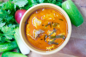 Close up Panaeng curry with pork